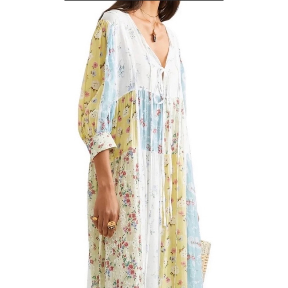 Loveshackfancy Bex Patchwork Midi Dress Xs - image 3